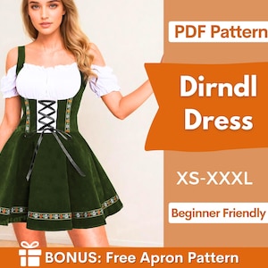 Dirndl Dress Sewing Pattern | Oktoberfest Dress | Milkmaid Dress Pattern | Dress Pattern | Cottagecore Dress pattern | Women Sewing Pattern