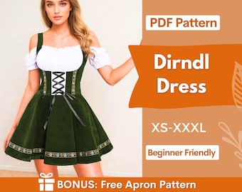 Dirndl Dress Sewing Pattern | Oktoberfest Dress | Milkmaid Dress Pattern | Dress Pattern | Cottagecore Dress pattern | Women Sewing Pattern