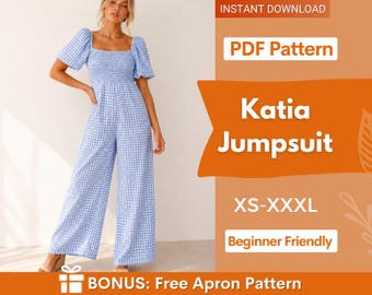 Jumpsuit Sewing Pattern | Overalls Pattern | Sewing Pattern for Women | Summer Pattern | Women Romper Sewing Pattern, Beginner Friendly