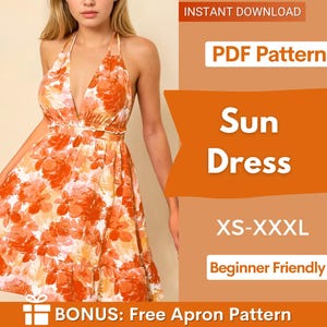 Sundress Sewing Pattern | XS-XXXL | Womens Dress Pattern | Summer Dress Pattern | Backless Dress Pattern | Easy Dress Pattern beginners pdf