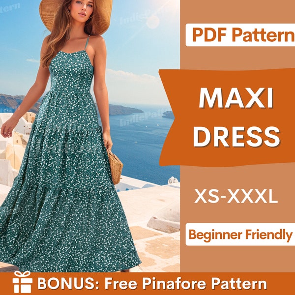 Maxi Dress Pattern | XS-XXXL | Dress Sewing Pattern | Summer Dress Pattern | Women Sewing Pattern | Backless Dress PDF Pattern Sleveless