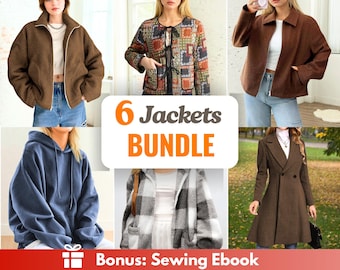 Jackets Sewing Patterns Bundle | Women Sewing Patterns | Coat Sewing Pattern | Jacket Pattern | Quilted Jacket | Coat Patterns Women