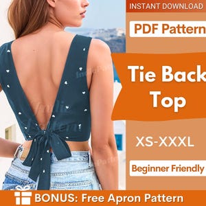 Tie Back Top Pattern, Women Pattern, Easy Top Pattern, Sewing Patterns for Women, Crop Top, Tank Top, Tie Top, Knot Top Pattern