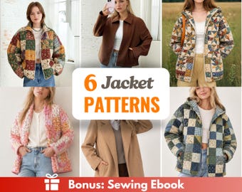 6 Jacket Sewing Patterns | Women Sewing Patterns | Jacket Sewing Pattern | Vest Pattern | Quilted Patterns | Quilted Coat Pattern