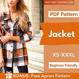 Jacket Sewing Pattern, Women Jacket, Sewing Patterns, Shirt Jacket, Coat Sewing Pattern, Women Coat, Long Jacket, Winter Sewing Patterns