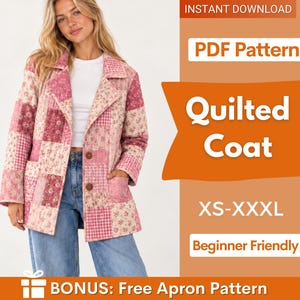 Mantel-Schnittmuster | Mantel-Schnittmuster | Nähvorlagen | Patchwork-Schnittmuster für Damen | Anfängerjacke, Steppjacke