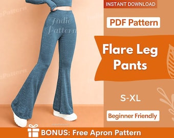 Flare Leg Pants Pattern | Wide Leg Pants Pattern | Comfy Pants Sewing Pattern | Flare Pants Pattern | Flare leg Trouser Pattern PDF | S-XL