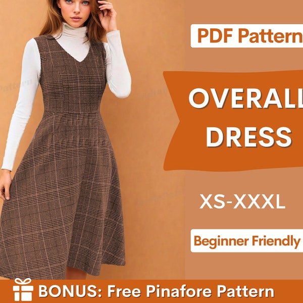 Overall Dress Sewing Pattern | Dress Pattern | Sewing Patterns | Women Dress Pattern | Women pattern | Milkmaid Dress Pinafore Dress