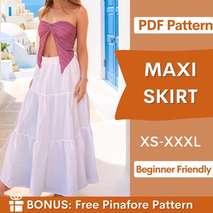 Maxi Skirt Sewing Pattern | Skirt Pattern | Women Skirt Pattern | Sewing Patterns | Women Sewing Pattern, Long Skirt Pattern, Tiered Skirt