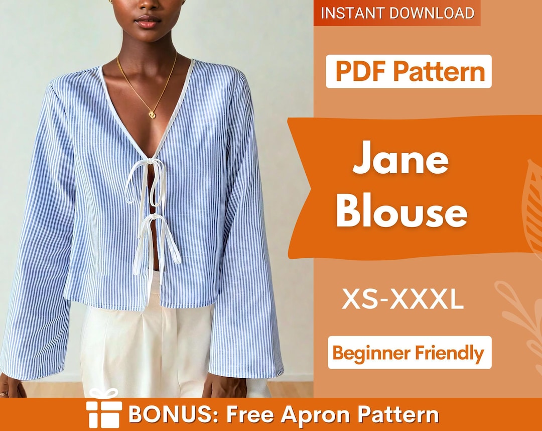 Front Tie Blouse Sewing Pattern | Top Sewing Pattern | Women Sewing ...