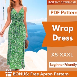 Wrap Dress Pattern | XS-XXXL | Slit Dress Sewing Pattern | Summer Dress Pattern | Women Sewing Pattern | Belted Dress PDF Pattern Sleveless