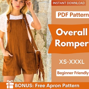 Romper Sewing Pattern, Jumpsuit Pattern, Overalls Pattern, Summer Romper Dress Pattern, Sewing Patterns for Beginners, Women Sewing Pattern