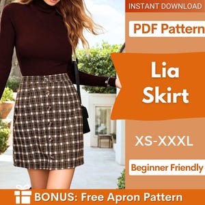 Skirt Pattern, Mini Skirt Pattern, Sewing Patterns, Sewing patterns for Women, Skirt Patterns for Women, Button Skirt, Womens Skirt Pattern