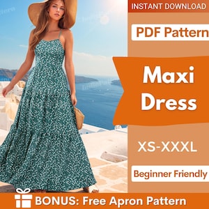 Maxi Dress Pattern | XS-XXXL | Dress Sewing Pattern | Summer Dress Pattern | Women Sewing Pattern | Backless Dress PDF Pattern Sleveless
