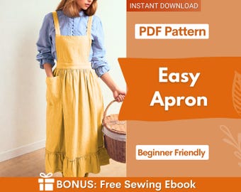 Apron Sewing Pattern, Sewing Patterns, Pinafore Pattern, Women Patterns, Pinafore Apron Pattern, Sewing pattern PDF, Cottage Dress pattern