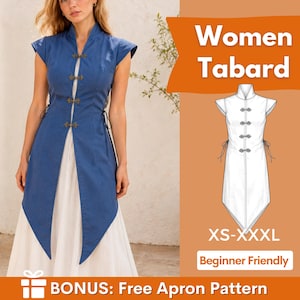 Tabard Sewing Pattern for Women, Female Medieval Surcoat, Sideless Tabard Pattern, Cosplay Pattern, Medieval Sewing Pattern