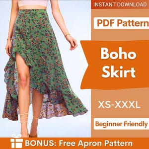 Summer Skirt Pattern | Skirt Sewing Pattern | Women Sewing Pattern | Sewing Patterns | Summer Skirt Sewing pattern | Ruffle Hem Skirt