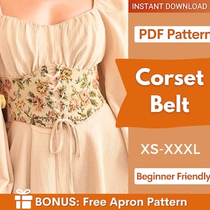 Wzór na pas gorsetowy | XS-XXXL | Wzór na gorset pod biustem | Wzór na gorset w formacie PDF | Łatwy wzór na gorset | Gorset pod biustem | Milkmaid Sew