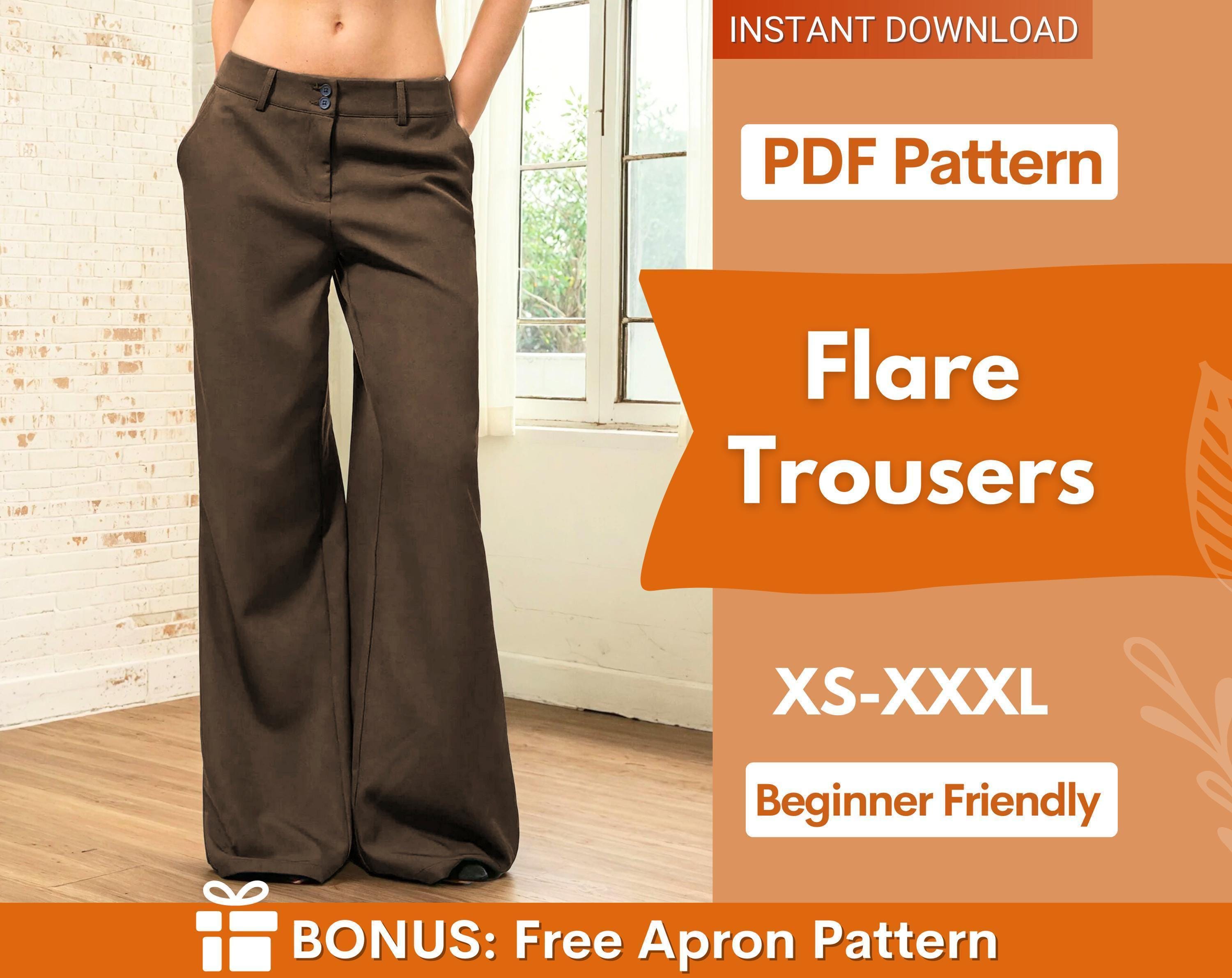 Flare Trousers Sewing Pattern | XS-XXXL | Sewing Patterns | Pants