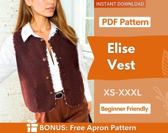 Vest Sewing Pattern for Women | Button Up Top Pattern | Vest Pattern | Top sewing pattern | Women Sewing Patterns | Teddy Vest