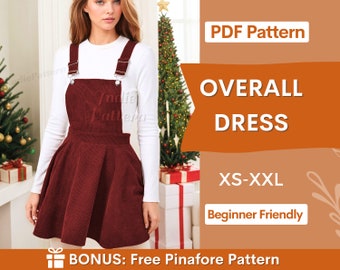 Overall Dress Sewing Pattern, XS- XXL, Overall pattern, Dress Pattern, Women's Dress, Sewing Pattern Dress, Women Sewing pattern, Dress PDF