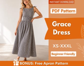 Maxi Dress Sewing Pattern | Summer Dress Pattern | Beginner Dress Pattern | Women Dress | Patterns for Women, Trendy Dress