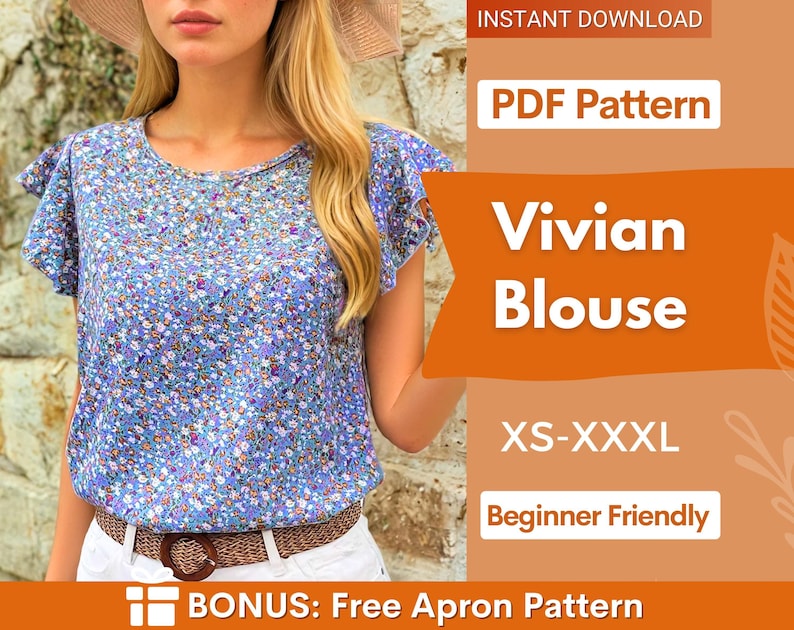 Blouse Sewing Pattern | Easy Top Pattern | Women Sewing Pattern | Blouse Pattern | Beginner Sewing Pattern | Women Blouse Top Tshirt Pattern image 1
