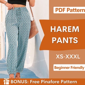 Harem Pants Sewing Pattern for Women PDF | XS-XXXL | Jogger Pants Pattern |Joggers Pattern | Summer Pants Pattern | Loungewear Pants Pattern