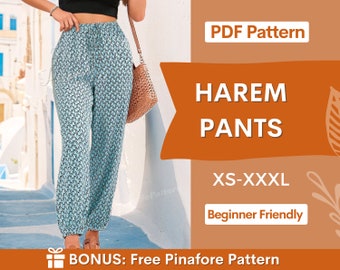 Harem Pants Sewing Pattern for Women PDF | XS-XXXL | Jogger Pants Pattern |Joggers Pattern | Summer Pants Pattern | Loungewear Pants Pattern
