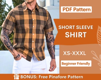 Shirt Sewing Pattern for Men, Men Sewing Pattern, Shirt Pattern, Short Sleeve Shirt Pattern for Men, Men PDF Pattern, Sewing Pattern PDF Men