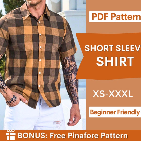 Shirt Sewing Pattern for Men, Men Sewing Pattern, Shirt Pattern, Short Sleeve Shirt Pattern for Men, Men PDF Pattern, Sewing Pattern PDF Men