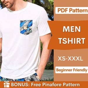 Men Tshirt Pattern, Tshirt with Pocket, Hawaiian TShirt Sewing Pattern, Tropical shirt sewing pattern, Sewing Pattern for Men, Men Pattern