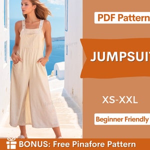 Jumpsuit Sewing Pattern | XS-XXL | Overalls pattern | Jumpsuit PDF Pattern |Women's Jumpsuits | Dungaree Pant Loose Trouser | Sewing Pattern