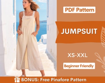 Jumpsuit Sewing Pattern | XS-XXL | Overalls pattern | Jumpsuit PDF Pattern |Women's Jumpsuits | Dungaree Pant Loose Trouser | Sewing Pattern