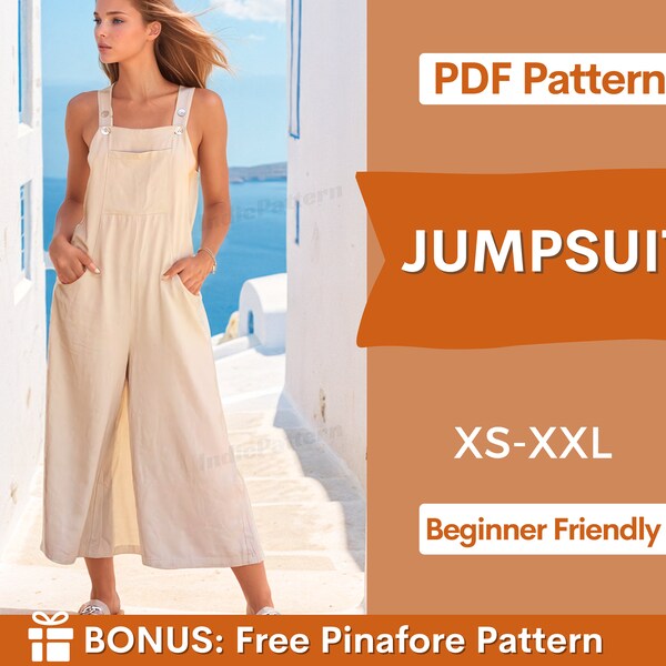 Jumpsuit Sewing Pattern | XS-XXL | Overalls pattern | Jumpsuit PDF Pattern |Women's Jumpsuits | Dungaree Pant Loose Trouser | Sewing Pattern