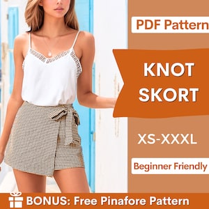 Knot Skort Sewing Pattern | Skirt Pattern | Skort Pattern | Shorts Pattern | Womens Skirt | Sewing Patterns | Women Patterns | Mini Skirt