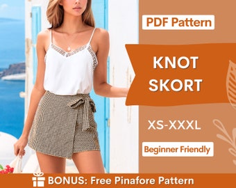 Knot Skort Sewing Pattern | Skirt Pattern | Skort Pattern | Shorts Pattern | Womens Skirt | Sewing Patterns | Women Patterns | Mini Skirt