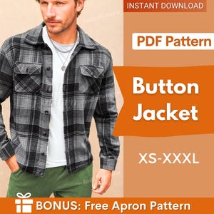 Jacket Pattern for Men, Men Sewing Pattern, Shirt Jacket Pattern, Shirt Pattern for Men, Men PDF Pattern, Sewing Pattern Jacket Shirt Men