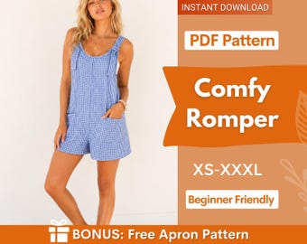 Naaipatroon romper | XS-XXXL | Romperpatroon | Patroon zomerromper | Overalls Naaipatroon | Jumpsuit met beginnerspatroon voor dames
