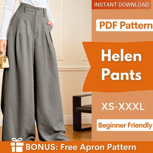 Wide Leg Palazzo Pants Sewing Pattern | Women Pants Pattern | Trousers Pattern | Women Sewing Patterns | Palazzo Pants Pattern High Waist