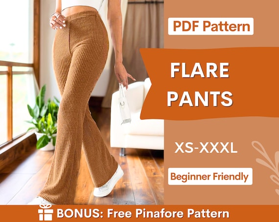Flare Leg Pants Sewing Pattern for Women PDF Pants Sewing Pattern Wide Leg  Pants High Waisted Pants Sewing Pattern, Trousers Pattern 