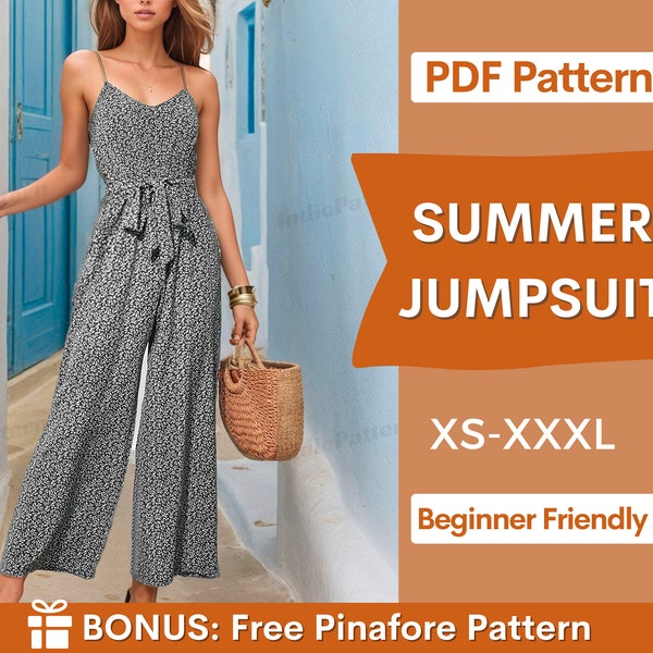 Jumpsuit Sewing Pattern for Women PDF | Comfy Jumpsuit | Womens Jumpsuit Pattern | Sewing Patterns PDF Patterns | Summer Dress Pattern