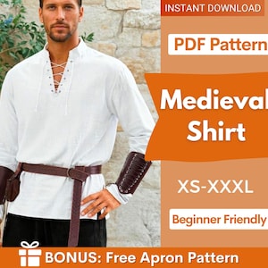Medieval Shirt Sewing Pattern for Men, Medieval Shirt Pattern, Mens Costume Sewing Pattern, Tunic Cosplay Pattern, Medieval Costume Pattern