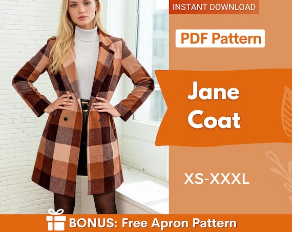 Coat Sewing Pattern with Lining | Winter Coat Pattern | Long Coat Pattern | Jacket Sewing Pattern, Women Sewing Pattern, Pattern Jacket Coat