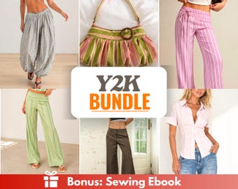Y2K Sewing Patterns Bundle | Women Sewing Pattern | Y2K Patterns | 2000s Sewing Pattern | Pants Pattern | Women Sewing Pants