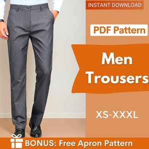 Patrón de costura para pantalones de hombre / Patrón de pantalones de vestir para hombre / Patrón de costura para hombre, pantalones para hombre, patrón de costura para hombre, pantalones de pierna recta para traje