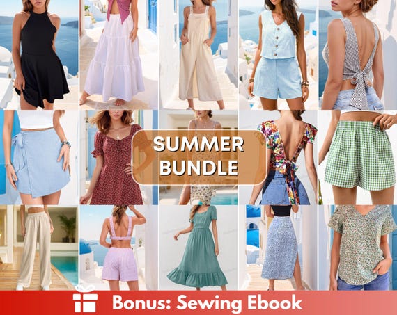 Summer Patterns Bundle | Women Patterns | Dress Pattern | Jumpsuit Pattern | Pants Sewing Patterns | Skirt sewing pattern | Shorts Pattern