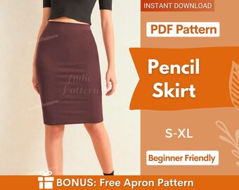 Pencil Skirt Sewing Pattern for Women - Formal High Waisted Skirt Pattern - Easy Skirt PDF Pattern - Sewing PATTERN PDF - Tubular Skirt