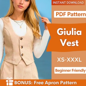 Vest Sewing Pattern, Waistcoat Pattern, Sewing Patterns, Women Pattern, Vest pattern, Top Sewing Pattern for Women, Women Vest Pattern