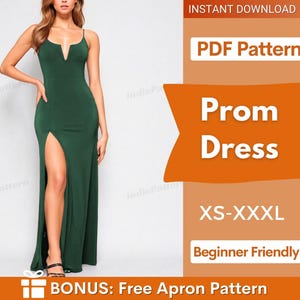 Dress Sewing Pattern | Prom Dress Pattern | Formal Dress Pattern | Slit Dress Pattern | Backless Dress Pattern | Graduation dress Pattern